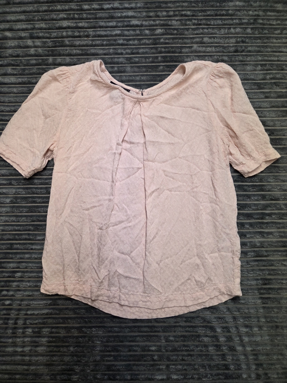 Metaphor Pale Pink Short Sleeve Pleated Front Blouse